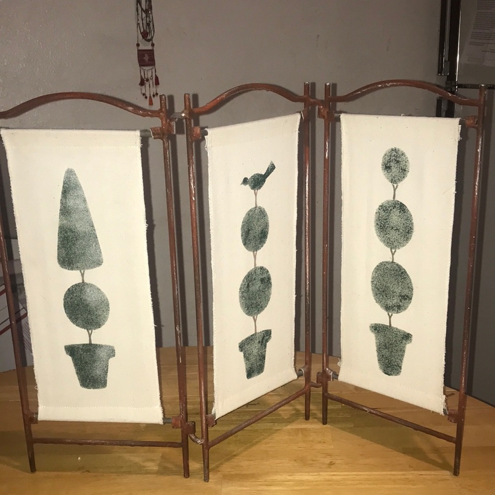 Large Vintage Desktop Divider Iron/Burlap